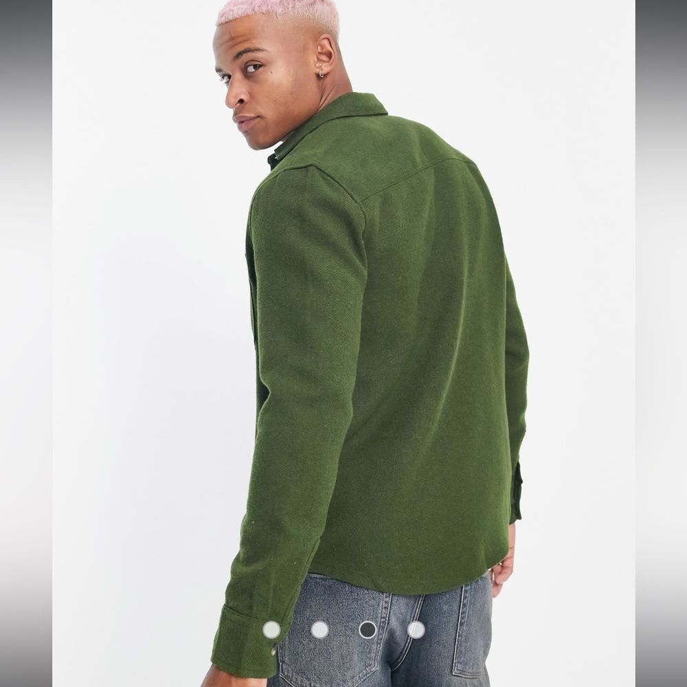 🎊MUST GO free shipping! ASOS DESIGN wool mix shacket in olive green - size Small - Picture 3 of 10